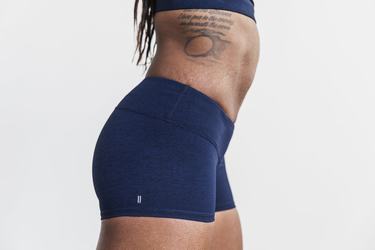 Nobull Mid-Rise 2" Plush Heather Women's Shorts Navy | Australia (UE2670)